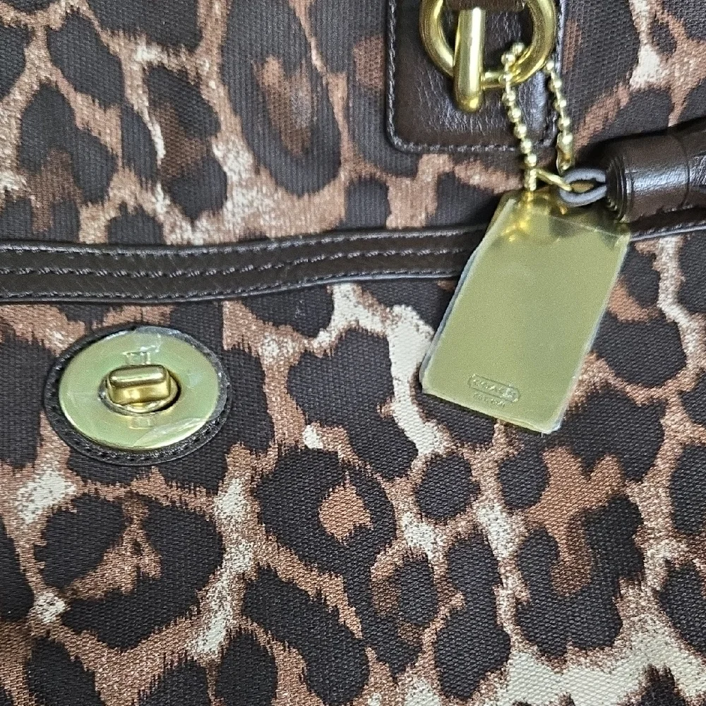 Coach Brown Leopard Print Shoulder Bag, large & Beautiful